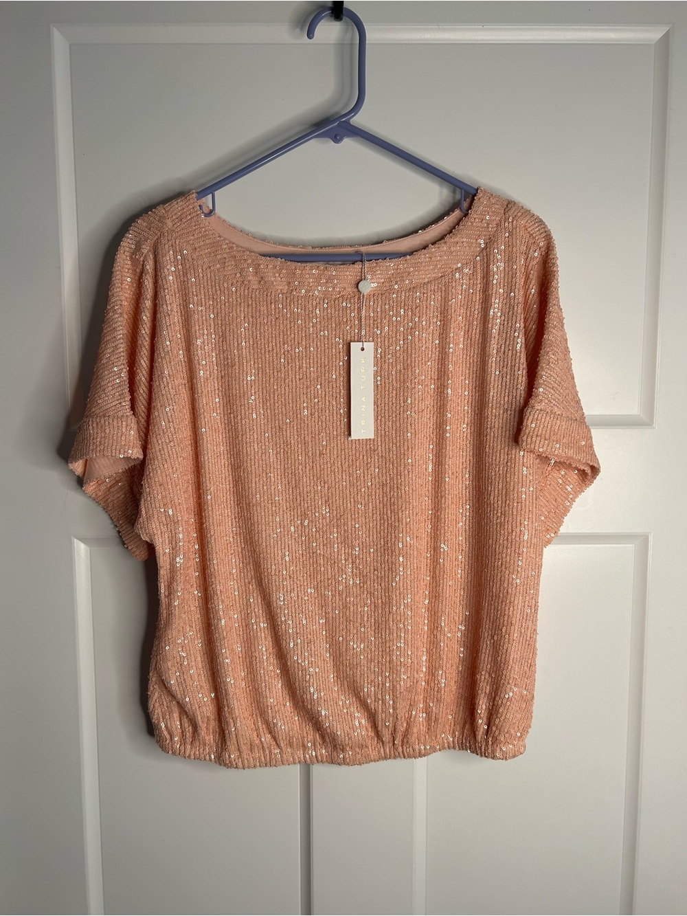 Trina Turk Womems Small Pink Sparkly Short Dolman Top New 5127